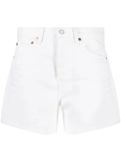 Agolde Parker Relaxed Denim Shorts In White