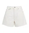 Agolde Dame High-rise Cuffed Denim Shorts In White