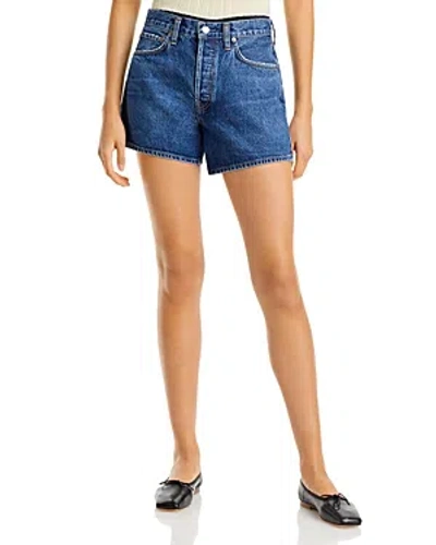Agolde Parker High Rise Denim Shorts In Enamour In Blue