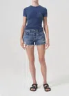 Agolde High-rise Parker Short In Dark Swapmeet In Blue