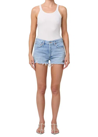 Agolde Parker High-rise Short In Swapmeet In Blue