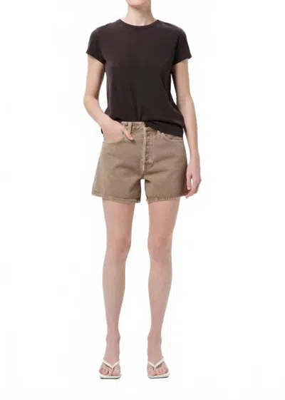 Agolde Parker High Waist Long Shorts In Trail In Brown