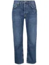 Agolde Riley High Rise Straight Crop Jeans In Blue