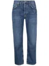 Agolde Riley High Rise Straight Crop Jeans In Srrl Surreal