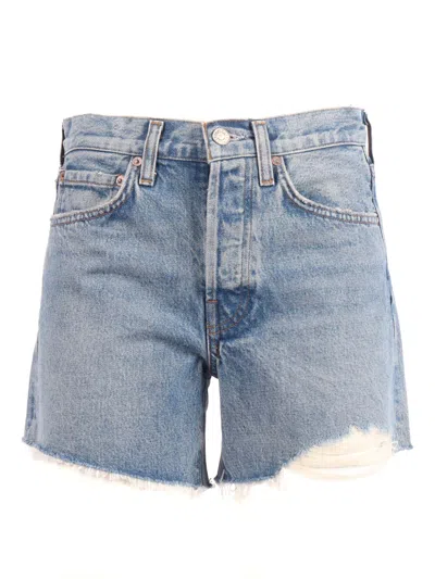 Agolde Parker Lng Loose Fit Vntg Shrt In Blue