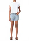 Agolde Parker Long Denim Short In Replica In Blue