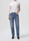Agolde 90 Crop Mid Rise Loose Straight Jeans Force In Multi