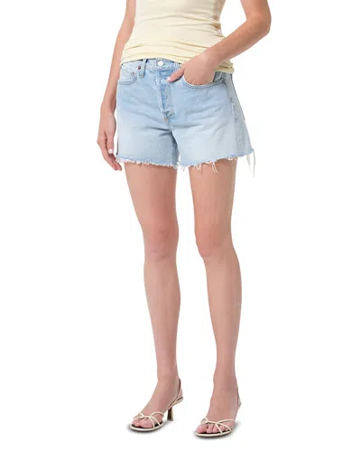 Agolde Parker Long Loose Fit Vintage Shorts In Blue