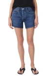 Agolde Parker Cutoff High Waist Relaxed Organic Cotton Denim Shorts In Enamour (dk Vint Ind)