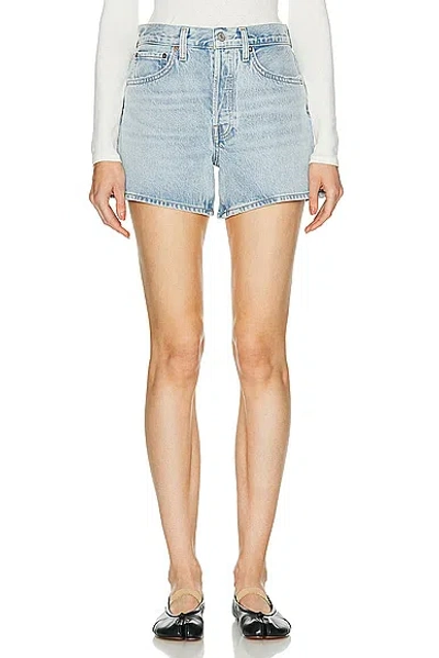 Agolde Parker High Waist Relaxed Long Denim Shorts In Feud Feud