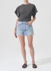 Agolde Parker High Waist Cutoff Denim Shorts In Multi