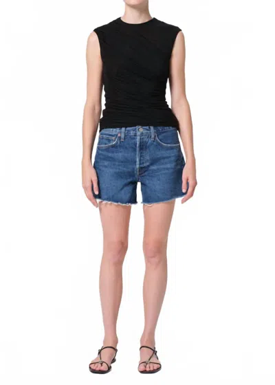 Agolde Parker Vintage Cut Off Short In Caution In Black