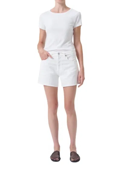 Agolde Dame High-rise Cuffed Denim Shorts In Fortune Cookie