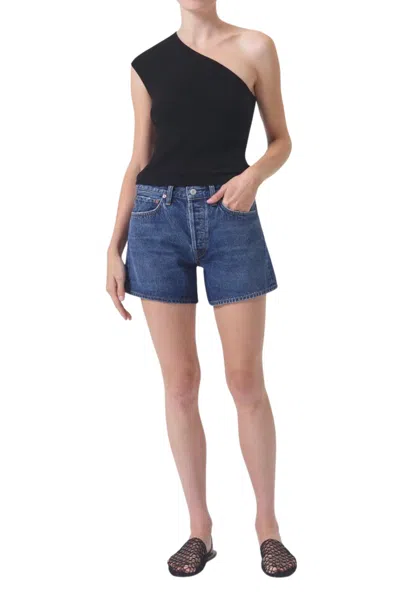 Agolde Dame High Waist Mid Length Relaxed Denim Shorts In Enamour
