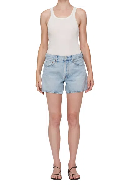 Agolde Parker High Waist Relaxed Long Denim Shorts In Feud Feud