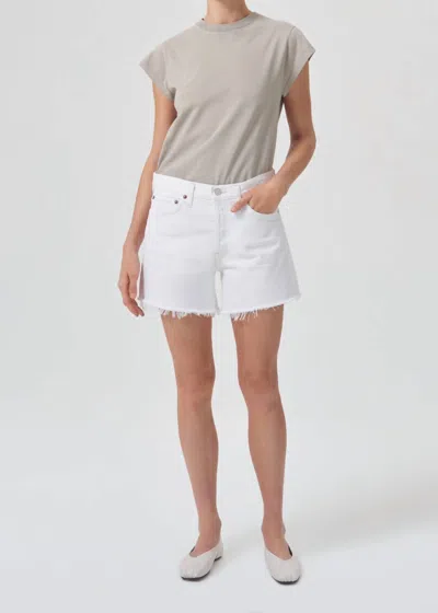 Agolde Parker Long Short In Panna Cotta In White