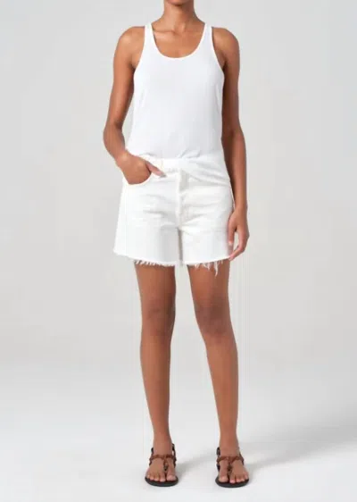 Agolde Parker Long Short In Panna Cotta In White