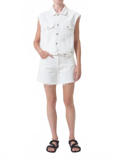 Agolde Parker Long Short In Panna Cotta In White