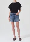 Agolde Parker Vintage Cut Off Shorts Dark Swapmeet In Blue