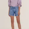 Agolde Parker Distressed High Waist Organic Cotton Denim Shorts In Multi