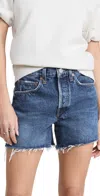 Agolde Parker Long Shorts Caution In Blue