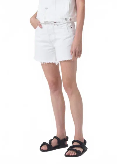 Agolde Parker Long Shorts In Panna Cotta In White