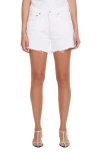 Agolde Parker Long Denim Short In Panna Cotta In White