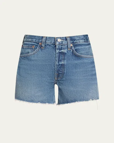 Agolde Parker Loose-fit Vintage Denim Shorts In Ruin