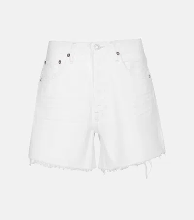 Agolde Parker Mid-rise Denim Shorts In White