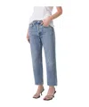 Agolde Parker Mid-rise Distressed Cropped Jeans In Blue