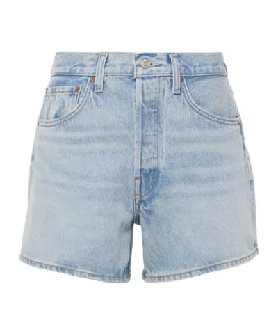 Agolde Parker Mid-rise Denim Shorts In Blue