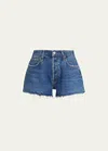 Agolde Parker Relaxed Denim Shorts In Blue