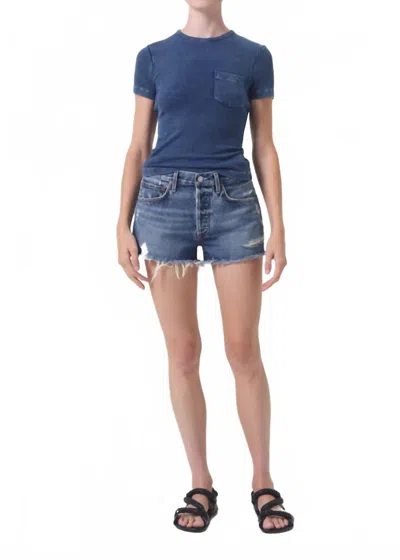 Agolde Parker Short In Dark Swapmeet In Blue
