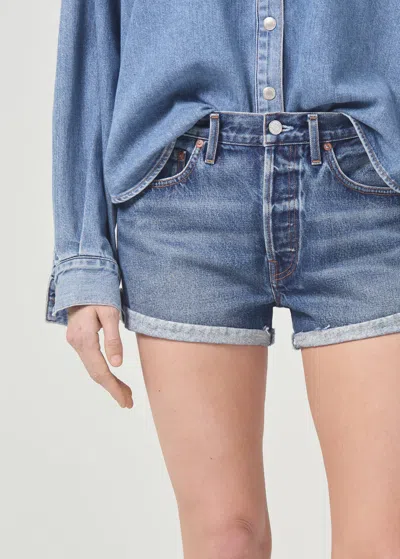 Agolde Parker Short In Ruin In Blue