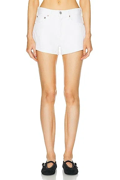 Agolde Parker Long Denim Short In Panna Cotta In White