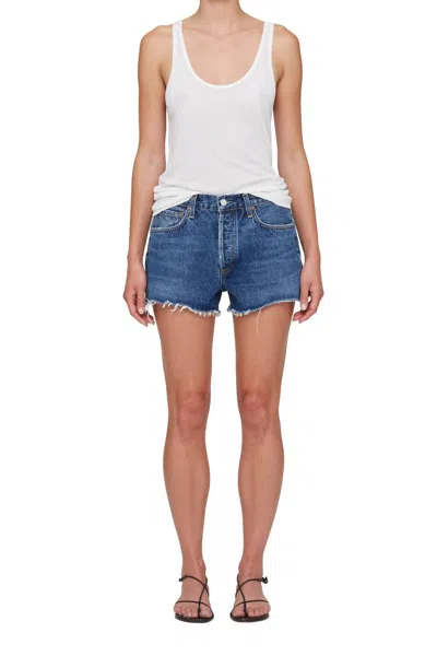 Agolde Parker Short With Slit In Caution In Multi