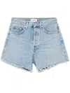 Agolde Womens Organic Cotton Light Wash Denim Skirt In 蓝色