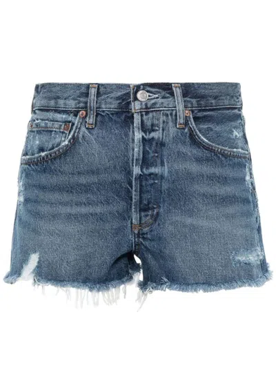 Agolde Parker Vintage Cut Off Shorts Dark Swapmeet In Blue