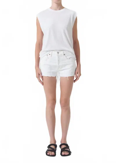 Agolde Parker Vintage Cut Off Shorts In Dough In White