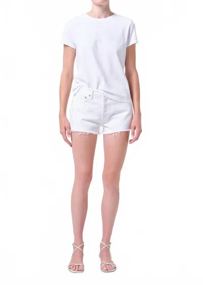 Agolde Parker Vintage Cut Off Shorts In Marshmallow In White