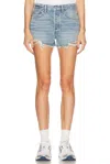 Agolde Parker Vintage Raw Hem Mini Shorts In Animate In Blue