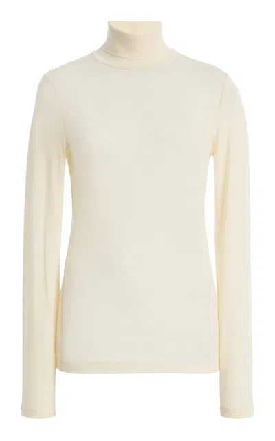 Agolde Pascale Jersey Turtleneck Top In White