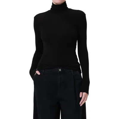 Agolde Pascale Rib Turtleneck Top In Black