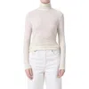Shop Agolde Pascale Rib Turtleneck Top In Oat Milk