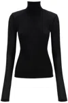 Agolde Black Long Sleeve Turtleneck In Stretch Fabric Woman In Black (black)