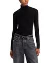 Agolde Pascale Rib Turtleneck Top In Black