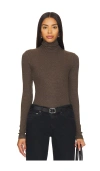 Agolde Pascale Turtleneck In Lizard Ribbed In Brown