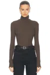 Agolde Pascale Turtleneck In Lizard Ribbed In Lizard