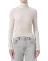 Agolde Pascale Turtleneck Long Sleeve Top In Oat Milk In Neutral