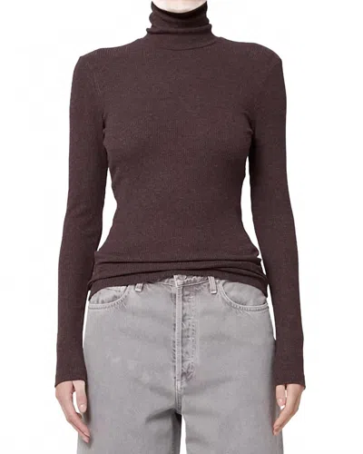 Agolde Pascale Turtleneck Top In Fox In Brown